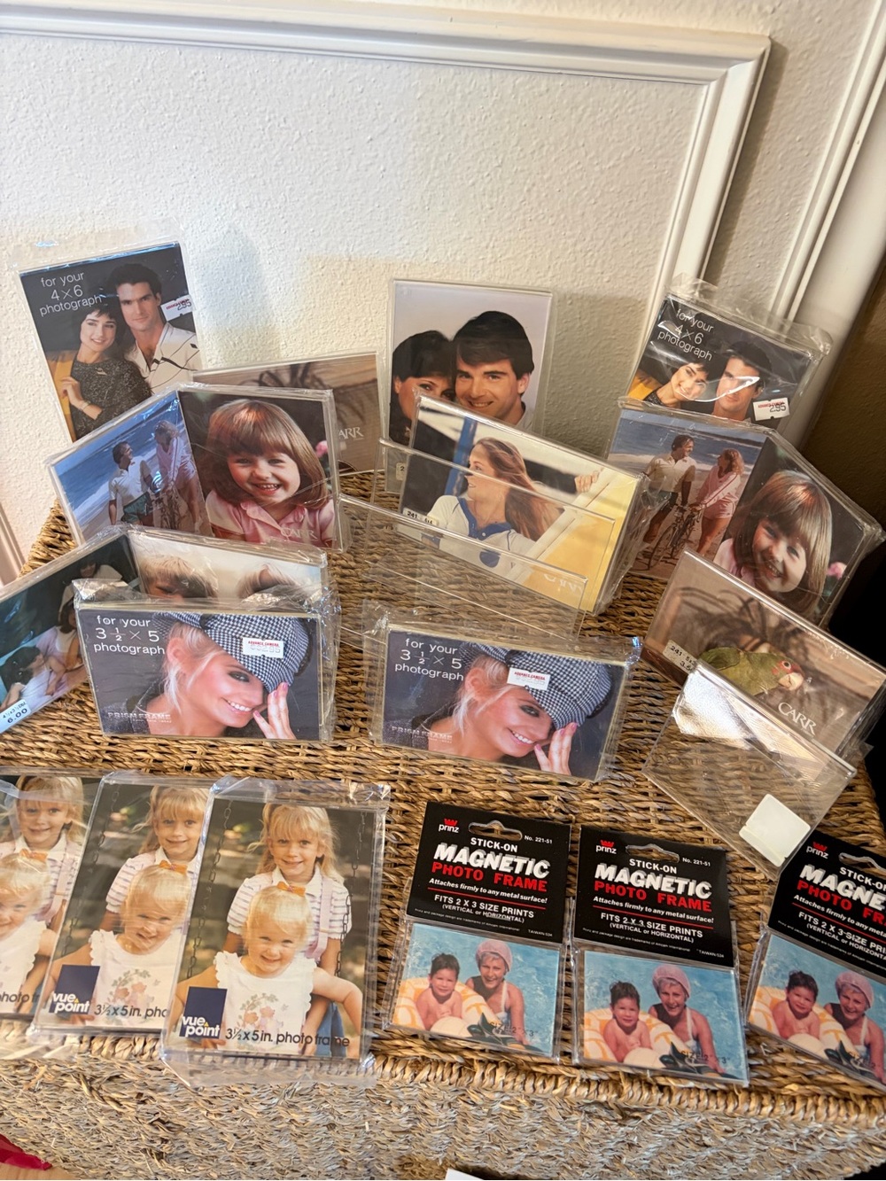 Vintage 1980’s Clear Plastic Picture Frames Sports & School Pictures Magnetic!